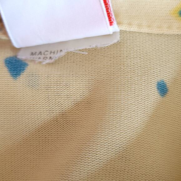 Vintage Jantzen 70s Button Front Shirt Yellow Peacock Short Sleeve Men - Picture 9 of 12